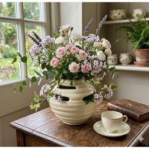 Vintage Red Wing Pottery Beehive Flower Frog Ivory Cream Ceramic Art Pottery